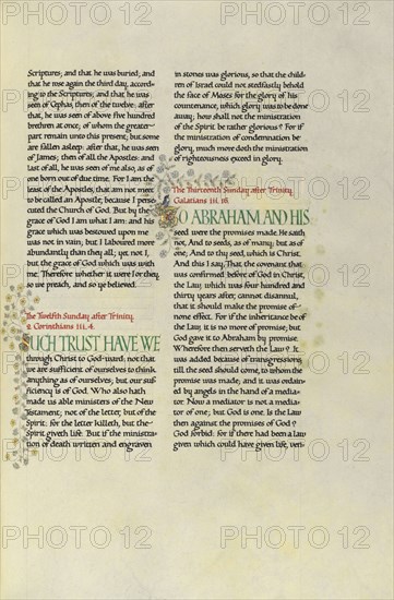 Decorated Text Page; Madelyn Walker, English, active 1930s, England; about 1930; Gold leaf, tempera colors, and pen and black