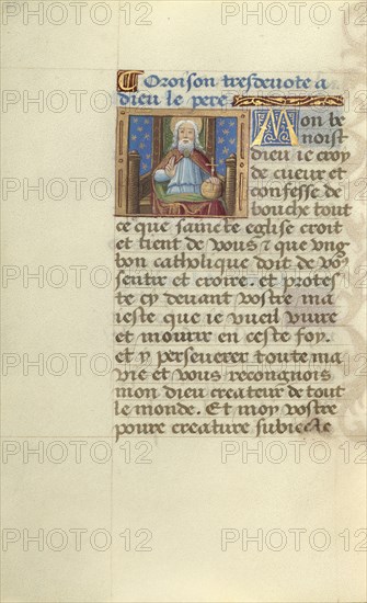 God the Father; Master of Jacques de Besançon, French, active about 1480 - 1500, Paris, France; about 1500; Tempera colors, ink