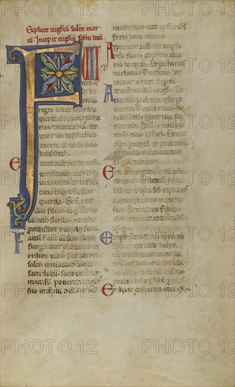 Decorated Initial P; Sicily, probably, Italy; late 12th century; Ink on parchment; Leaf: 24.6 x 16.2 cm, 9 11,16 x 6 3,8 in