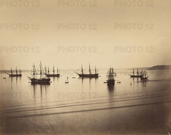 The French Fleet, Cherbourg; Gustave Le Gray, French, 1820 - 1884, France; August 4-6, 1858; Albumen silver print