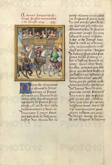 Jacques de Lalaing Arriving at a Joust with the Counts of Maine and Saint Pol; Master of the Getty Lalaing, Flemish, active