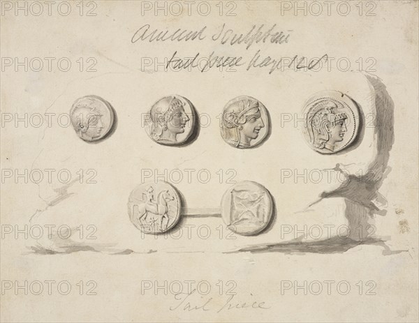 Six seals or coins, Society of Dilettanti drawings, prints, and letters, 1806-1880, Wash on paper, between 1809 and 1835