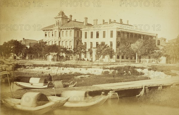 Oriental Bank and Central Hotel, on the Bund, Shanghai, Albumen, 1876 September