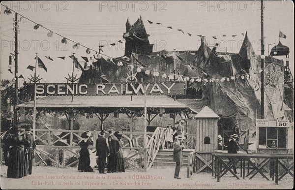 Luna Park, la perle de l'Exposition, le Scénic Railway, Laffineur-Samin, Collotype, 1911, Exposition Internationale du Nord