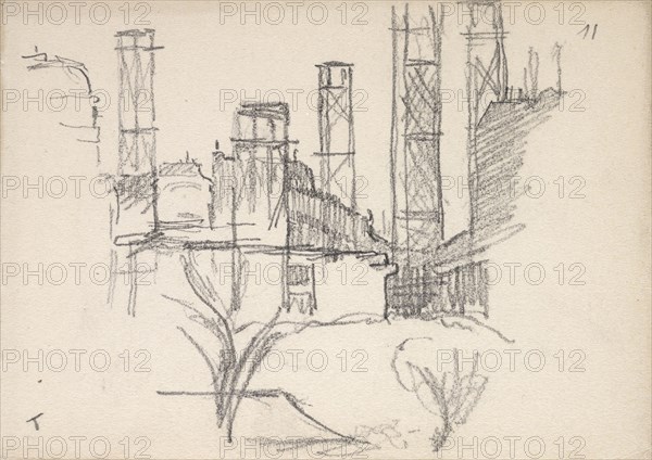 Building with watertower, Edmond Cousturier papers, ca. 1890-1908, Untitled sketchbook, Cross, Henri-Edmond, 1856-1910, Pencil