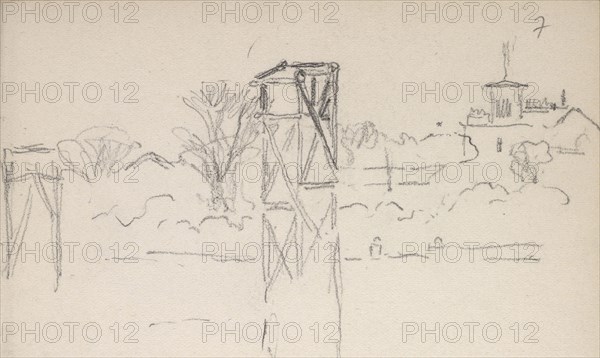 Bridge, Edmond Cousturier papers, ca. 1890-1908, Untitled sketchbook, Cross, Henri-Edmond, 1856-1910, Pencil on paper, ca. 1890