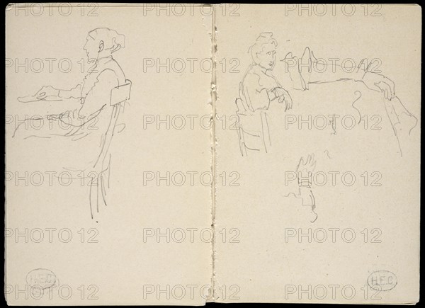 Studies of women, Edmond Cousturier papers, ca. 1890-1908, Untitled sketchbook, Cross, Henri-Edmond, 1856-1910, Pencil on paper