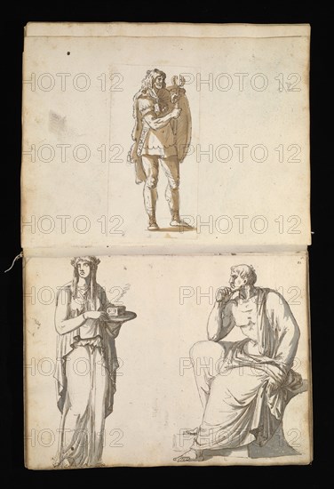 Sketchbook of Roman antiquities, Dupasquier, Antoine-Léonard, 1748?-1832, pen and ink, pencil, wash, 1779, Drawings