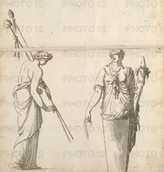 Sketchbook of Roman antiquities, Dupasquier, Antoine-Léonard, 1748?-1832, pen and ink, pencil, wash, 1779, Drawings