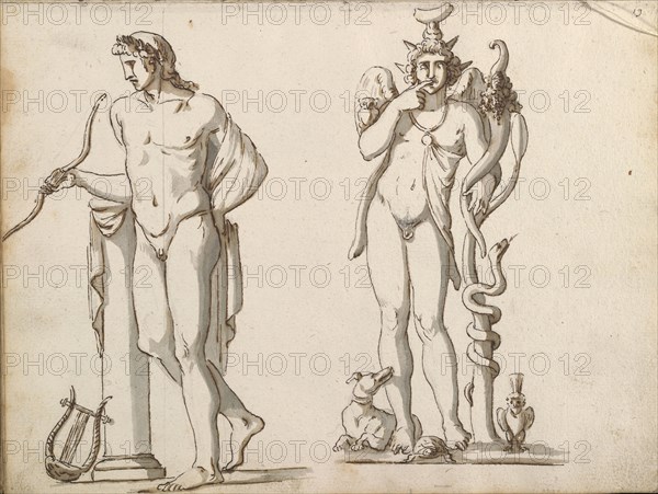 Sketchbook of Roman antiquities, Dupasquier, Antoine-Léonard, 1748?-1832, pen and ink, pencil, wash, 1779, Drawings