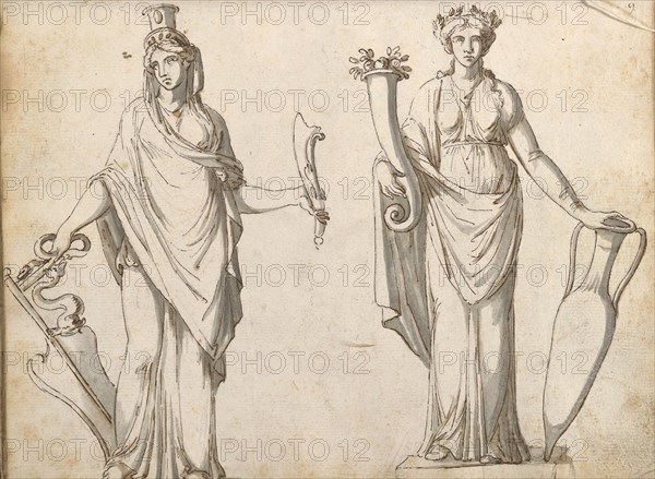 Sketchbook of Roman antiquities, Dupasquier, Antoine-Léonard, 1748?-1832, pen and ink, pencil, wash, 1779, Drawings