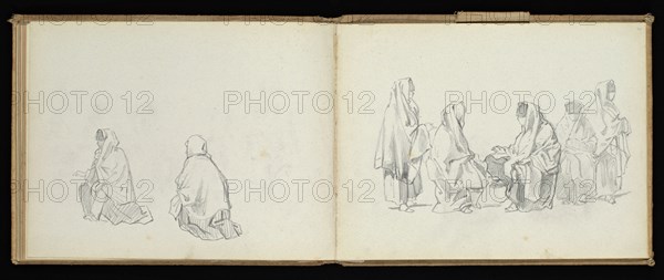 Sketchbook, Preziosi, Amadeo, 1816-1882, pencil, gray wash, white heightening, 1875, The sketchbook by Maltese artist Preziosi