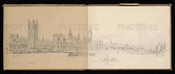 Sketchbook, Preziosi, Amadeo, 1816-1882, pencil, gray wash, white heightening, 1875, The sketchbook by Maltese artist Preziosi