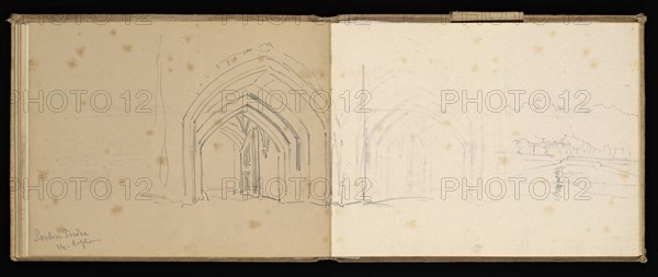 Sketchbook, Preziosi, Amadeo, 1816-1882, pencil, gray wash, white heightening, 1875, The sketchbook by Maltese artist Preziosi