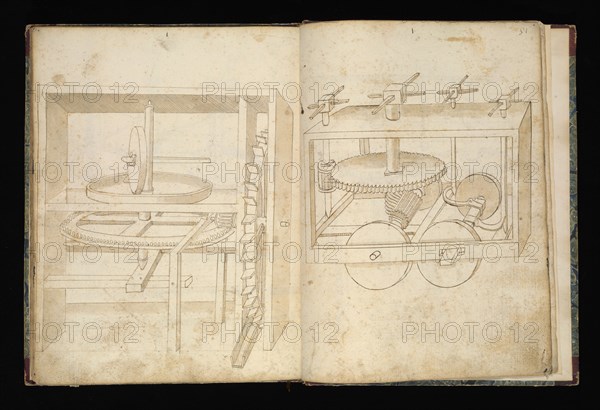 Edificij et machine, Martini, Francesco di Giorgio, 1439-1501, brown ink and wash, ca. 1475-ca. 1480