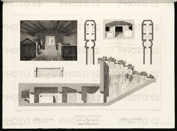 Italie, Tombeau à Cerveteri, Italie, Monuments anciens et modernes: collection formant une histoire de l'architecture