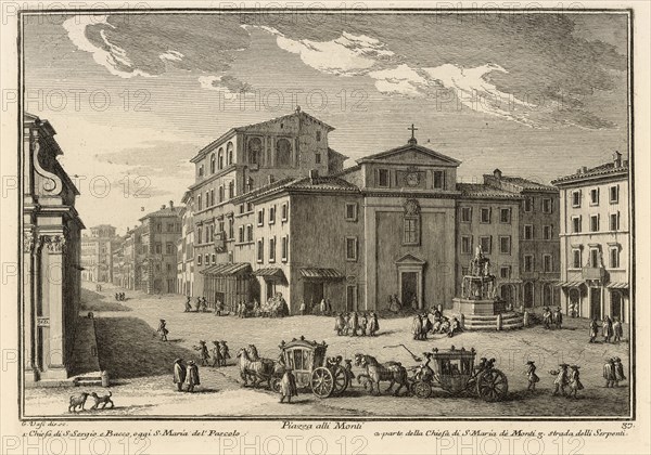 Piazza alli Monti, Delle magnificenze di Roma antica e moderna, Vasi, Giuseppe, 1710-1782, Engraving, 1747-1761, plate 37