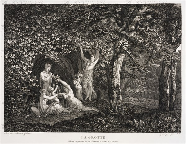 La Grotte, Collection des tableaux en gouache et des dessins de Salomon Gessner, Gessner, Salomon, 1730-1788, Kolbe, Carl