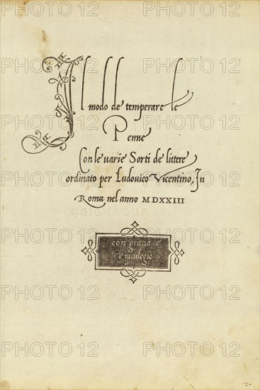 La operina di Ludouico Vicentino, da imparare di scriuere littera cancellarescha. Arrighi, Ludovico degli, Woodblock, 1522-1523