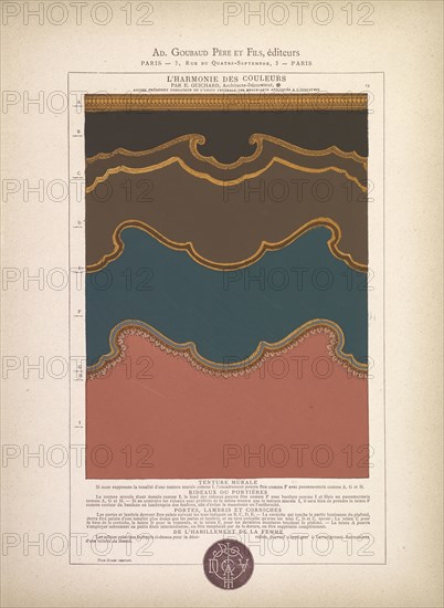 Tenture murale, L'harmonie des couleurs, Guichard, Édouard, b. 1815, Paint on paper, 1880, Plate numbered 19 in upper right