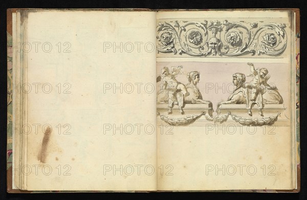 Sketchbook of ornamental and decorative designs, 18th century, pencil, pen, and wash drawings, Late 18th century, The sketchbook