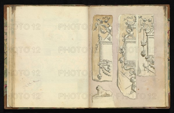 Sketchbook of ornamental and decorative designs, 18th century, pencil, pen, and wash drawings, Late 18th century, The sketchbook