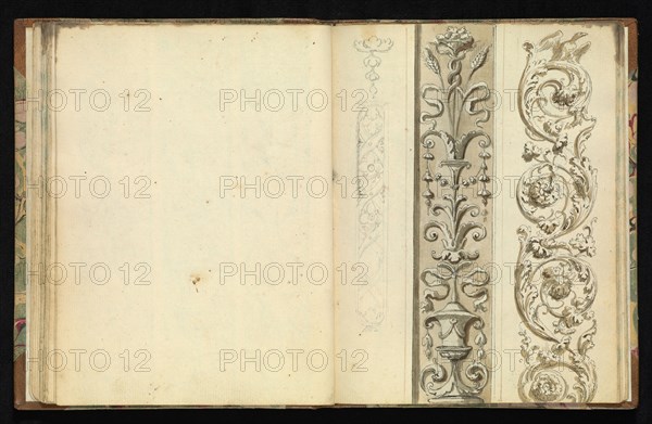 Sketchbook of ornamental and decorative designs, 18th century, pencil, pen, and wash drawings, Late 18th century, The sketchbook