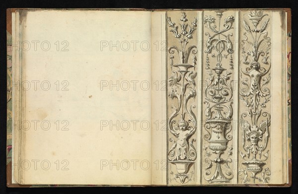 Sketchbook of ornamental and decorative designs, 18th century, pencil, pen, and wash drawings, Late 18th century, The sketchbook