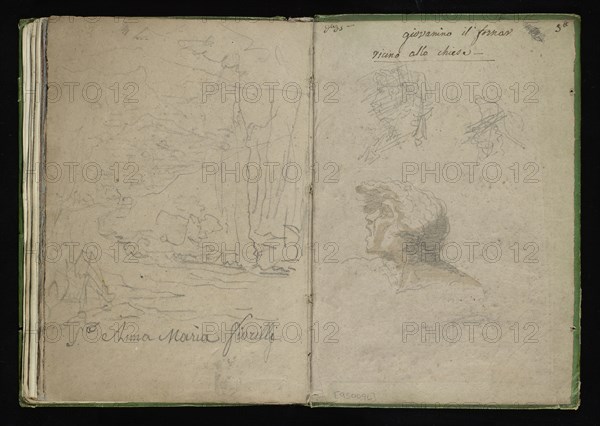 Roman sketchbook, Gauffier, Louis, 1761-1801, pencil, pen and black and brown ink, grey and brown wash, and black and white