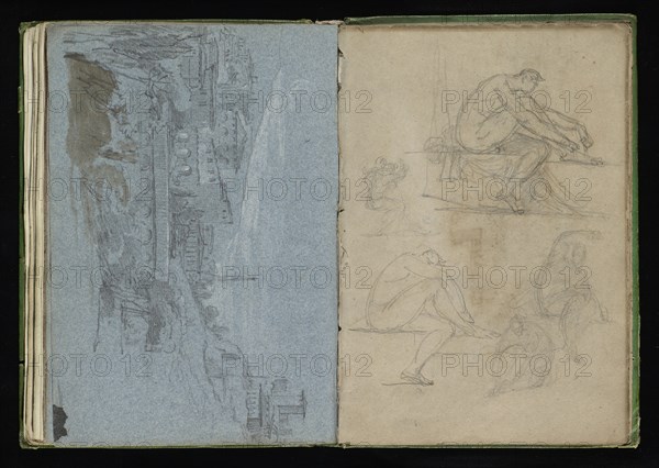 Roman sketchbook, Gauffier, Louis, 1761-1801, pencil, pen and black and brown ink, grey and brown wash, and black and white