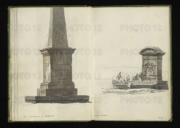 Roman sketchbook, Gauffier, Louis, 1761-1801, pencil, pen and black and brown ink, grey and brown wash, and black and white