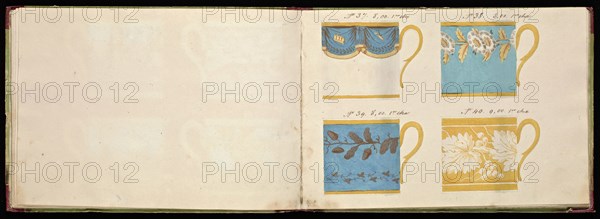 Honoré porcelain sample catalog, Honoré, Firm, 19th century, watercolor, gouache, ink, graphite, ca. 1800-1820, The manuscript