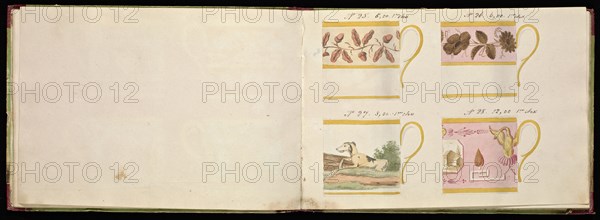 Honoré porcelain sample catalog, Honoré, Firm, 19th century, watercolor, gouache, ink, graphite, ca. 1800-1820, The manuscript