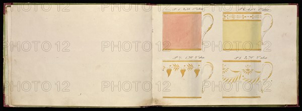 Honoré porcelain sample catalog, Honoré, Firm, 19th century, watercolor, gouache, ink, graphite, ca. 1800-1820, The manuscript