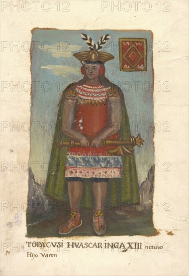 Portraits of Inca kings and an Inca queen, oil on vellum, not before 1825, full-length portraits of Inca rulers