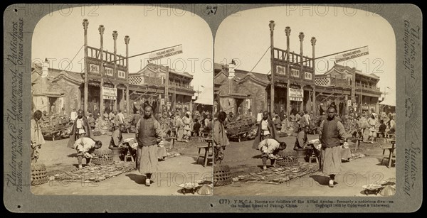 China, Y.M.C.A. rooms for soldiers of the Allied Armies- formerly a notorious dive- on the busiest street of Pekin, Beijing