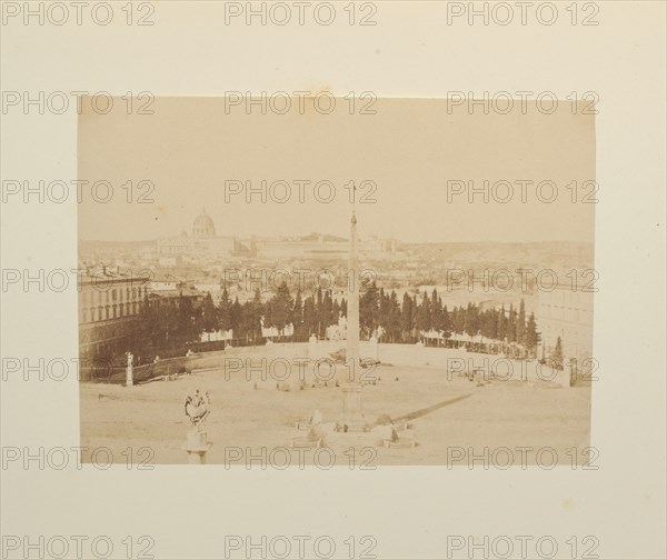 Piazza del Popolo, Fotografi di Roma 1849, Lecchi, Stefano, 19th century, c. 1849, salted paper prints, 43 x 31 cm