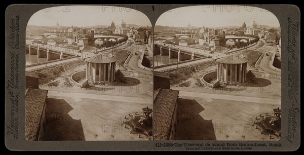 Rome, Tiber and its island from the southeast, Rome, Stereographic views of Italy, Underwood and Underwood, Underwood, Bert