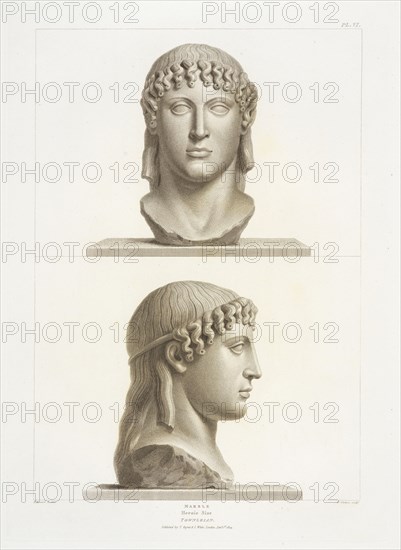 Head of Apollo, front and side views, Specimens of antient sculpture, Howard, Henry, 1769-1847, Knight, Richard Payne, 1750-1824