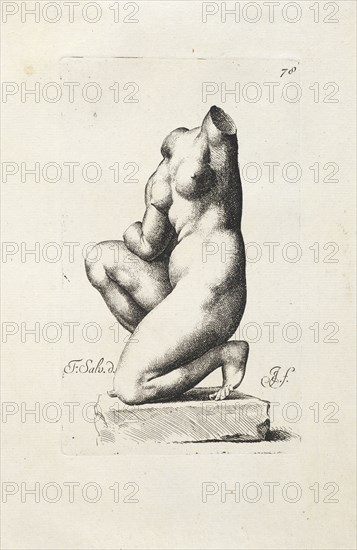 Crouching Aphrodite or Artemis, Signorvm vetervm icones, Bisschop, Jan de, 1628-1671, Salviati, Francesco, 1510-1563, Etching