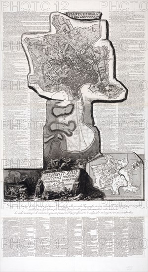 Pianta di Roma e del Campo Marzio, Collection of maps of Rome, Piranesi, Giovanni Battista, 1720-1778, Etching, engraving