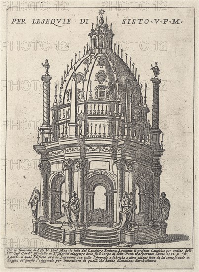 Per l'eseqvie di Sisto. V. p.m. Collection of festival prints, Maggi, Giovanni, 1566-1618, Etching