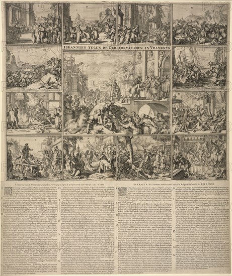 TIRANNIEN TEGEN DE GEREFORMEERDEN IN VRANKRYK, Romeyn de Hooghe etchings, 1667-ca. 1700, Hooghe, Romeyn de, 1645-1708, Etching
