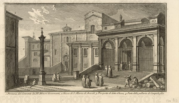 Portaria del Convento dei PP. Minori Osservanti, Delle magnificenze di Roma antica e moderna, Vasi, Giuseppe, 1710-1782, Etching