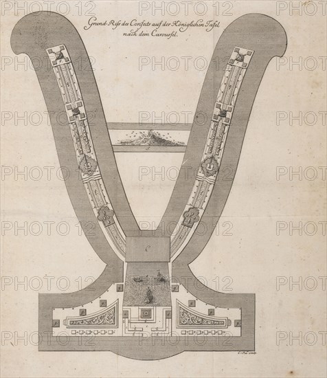 Grund-riss des Confects auf der königlichen Tafel, nach dem Caroussel, Beschreibung der Illumination zu Dressden