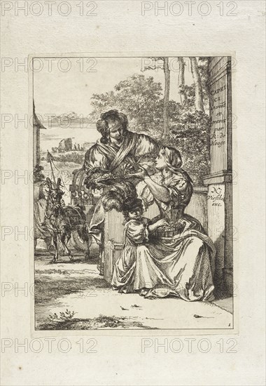 Two women and a little girl, Hooghe, Romeyn de, 1645-1708, Visscher, Nicolae, 1618-1679, Engraving, 1674, Engraved