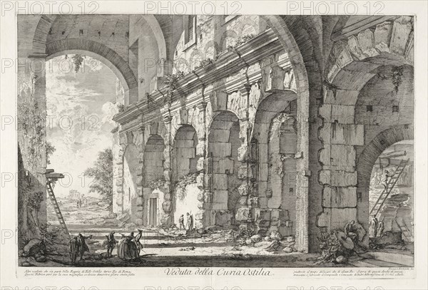 Veduta della Curia Ostilia, Piranesi, Giovanni Battista, 1720-1788, Etching, 1750-1751, Etching, signed at lower right