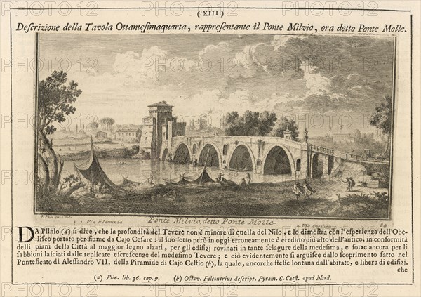 Ponte Milvio, detto Ponte Molle, Delle magnificenze di Roma antica e moderna, Vasi, Giuseppe, 1710-1782, Engraving, 1747-1761