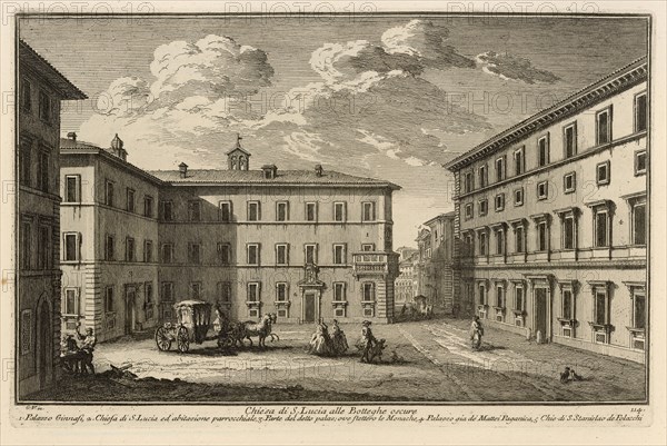 Chiesa di S. Lucia alla Botteghe oscure, Delle magnificenze di Roma antica e moderna, Vasi, Giuseppe, 1710-1782, Engraving, 1747