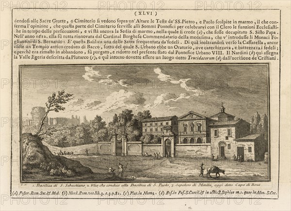 Basilica di S. Sebastiano, Delle magnificenze di Roma antica e moderna, Vasi, Giuseppe, 1710-1782, Engraving, 1747-1761, Page 46